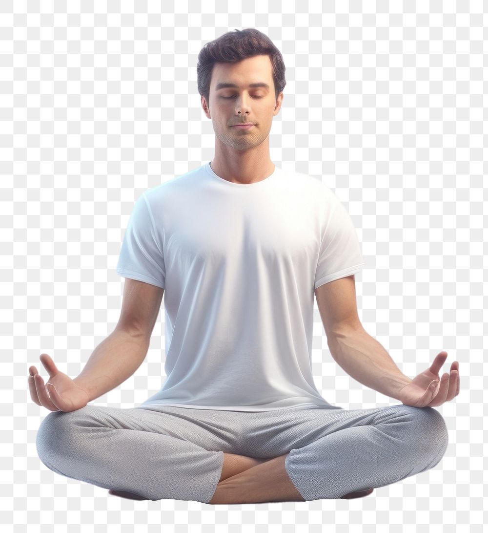 PNG  Meditate sitting sports adult. AI generated Image by rawpixel.