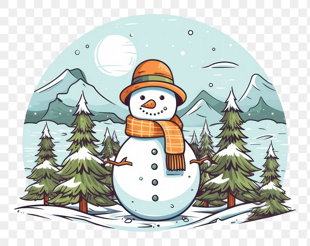 PNG Merry christmas snowman winter nature. AI generated Image by rawpixel.