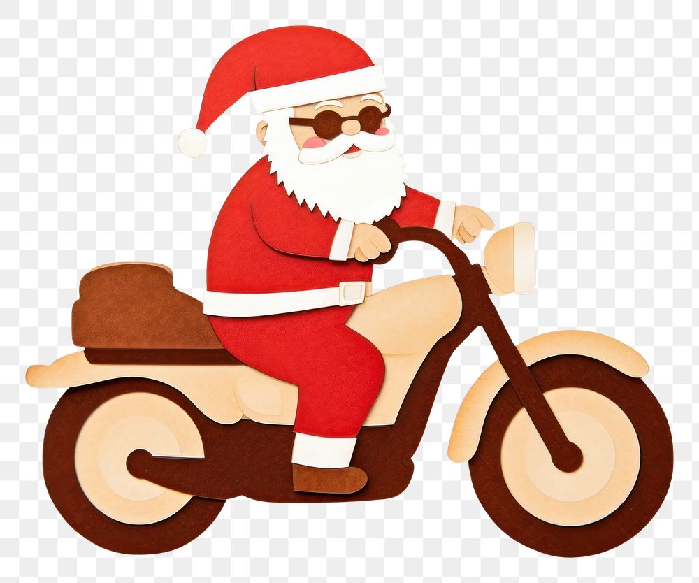 PNG Santa Claus motorcycle vehicle white background. AI generated Image by rawpixel.