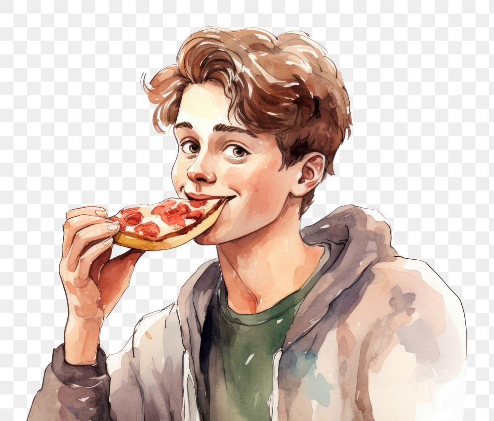 Eating pizza food portrait. AI generated Image by rawpixel.
