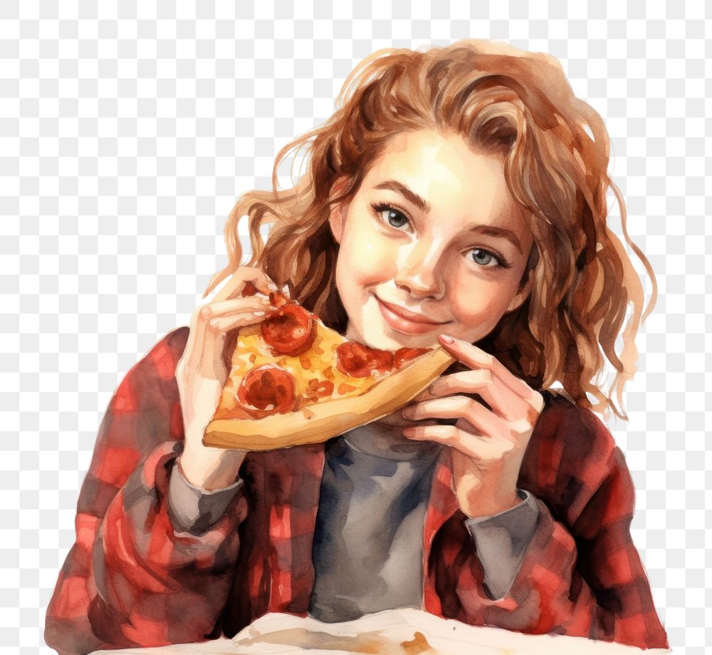Portrait biting eating pizza. AI generated Image by rawpixel.