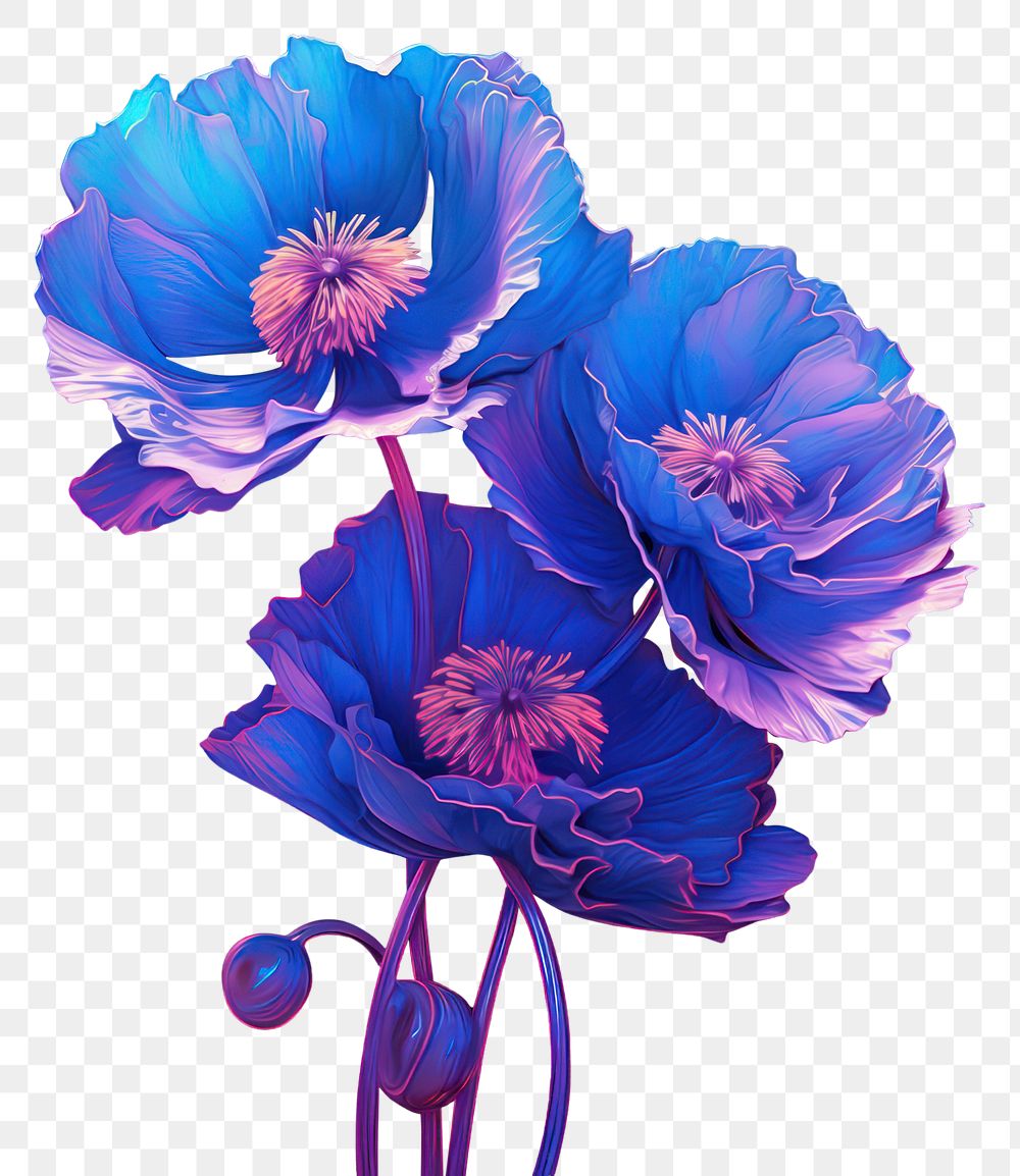 PNG Poppy blossom flower purple. AI generated Image by rawpixel.