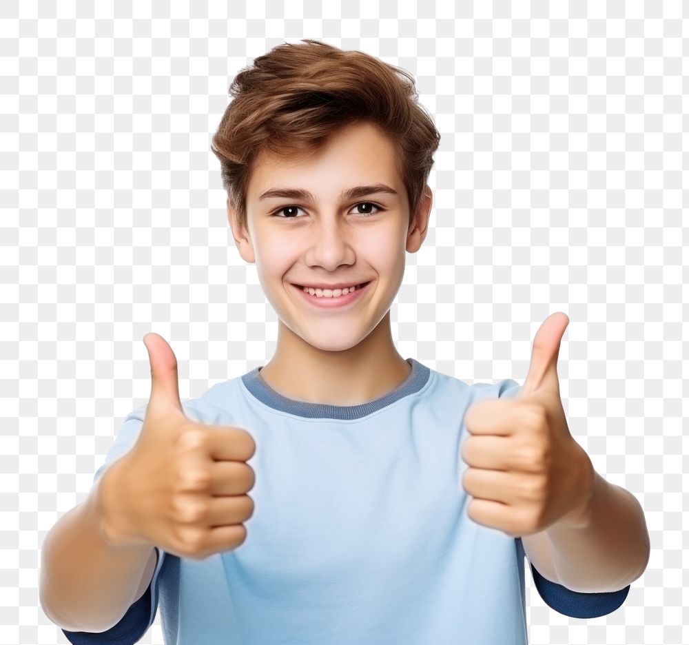 PNG  Teenager finger smile hand. AI generated Image by rawpixel.