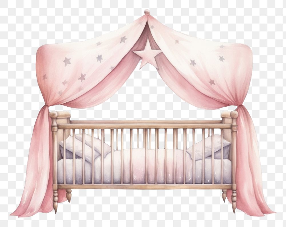 PNG  Crib furniture bed white background. AI generated Image by rawpixel.