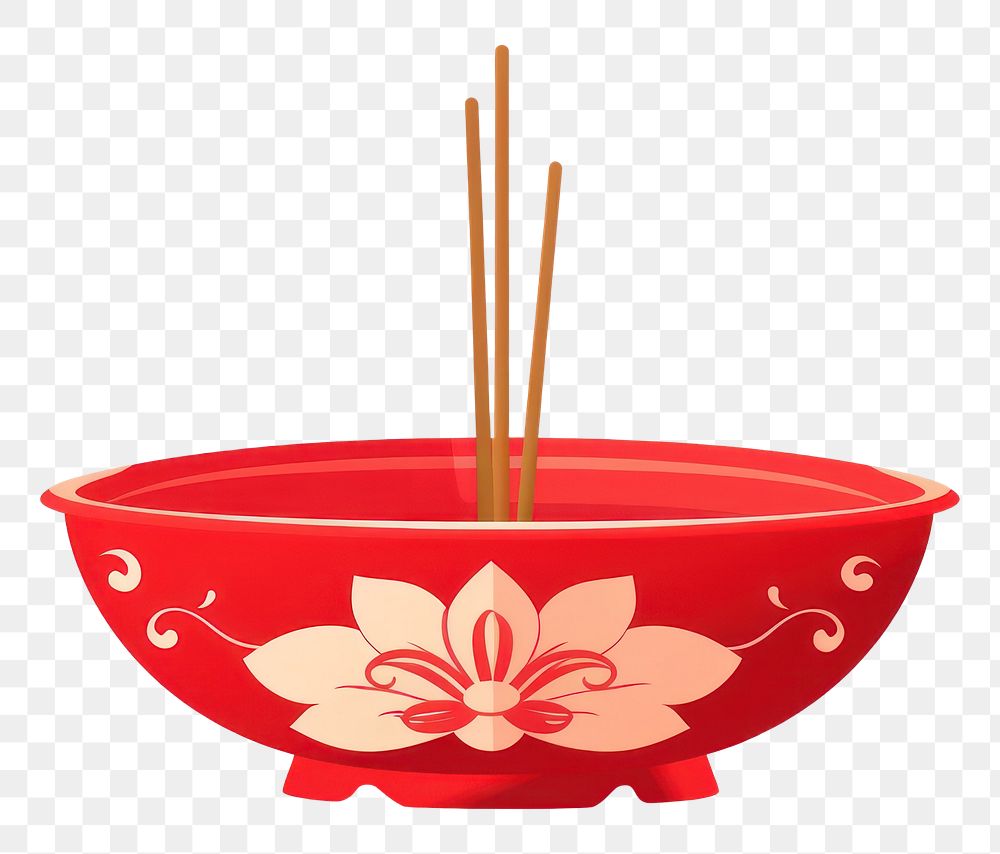 PNG Incense stick bowl chopsticks red white background. AI generated Image by rawpixel.