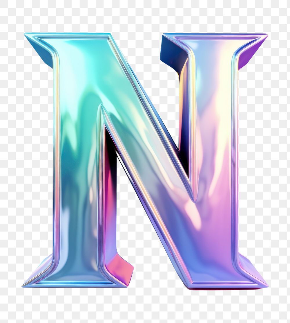PNG Alphabet N shape iridescent text white background futuristic