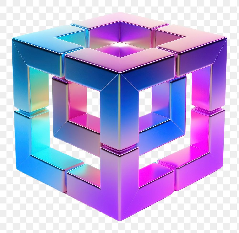 PNG  Interlocked cube shape purple toy white background. AI generated Image by rawpixel.