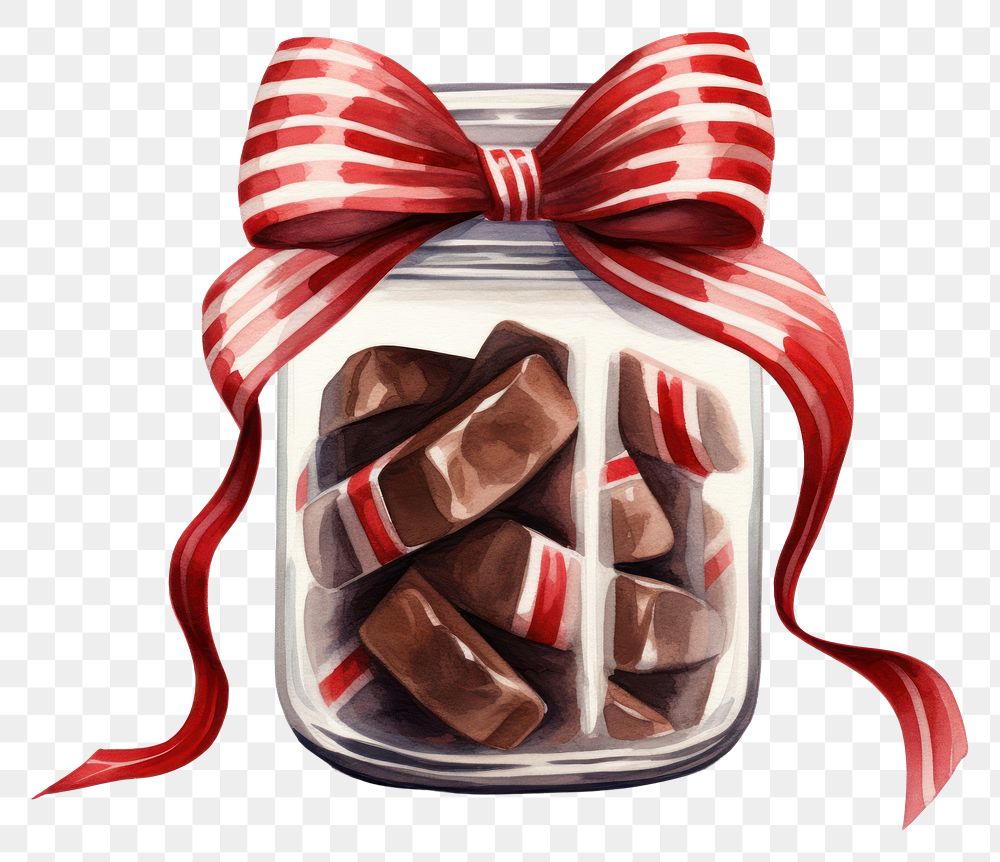 PNG Chocolates jar confectionery dessert ribbon. AI generated Image by rawpixel.