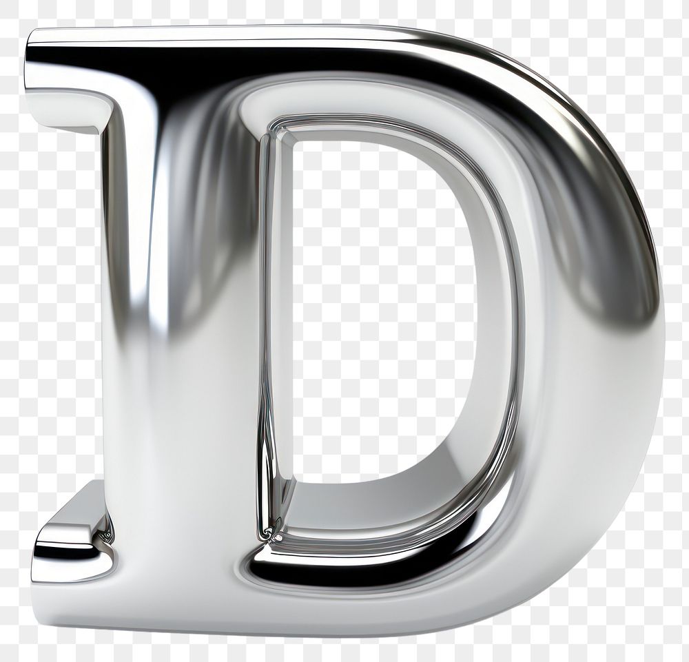 PNG  Alphabet d shape silver text white background