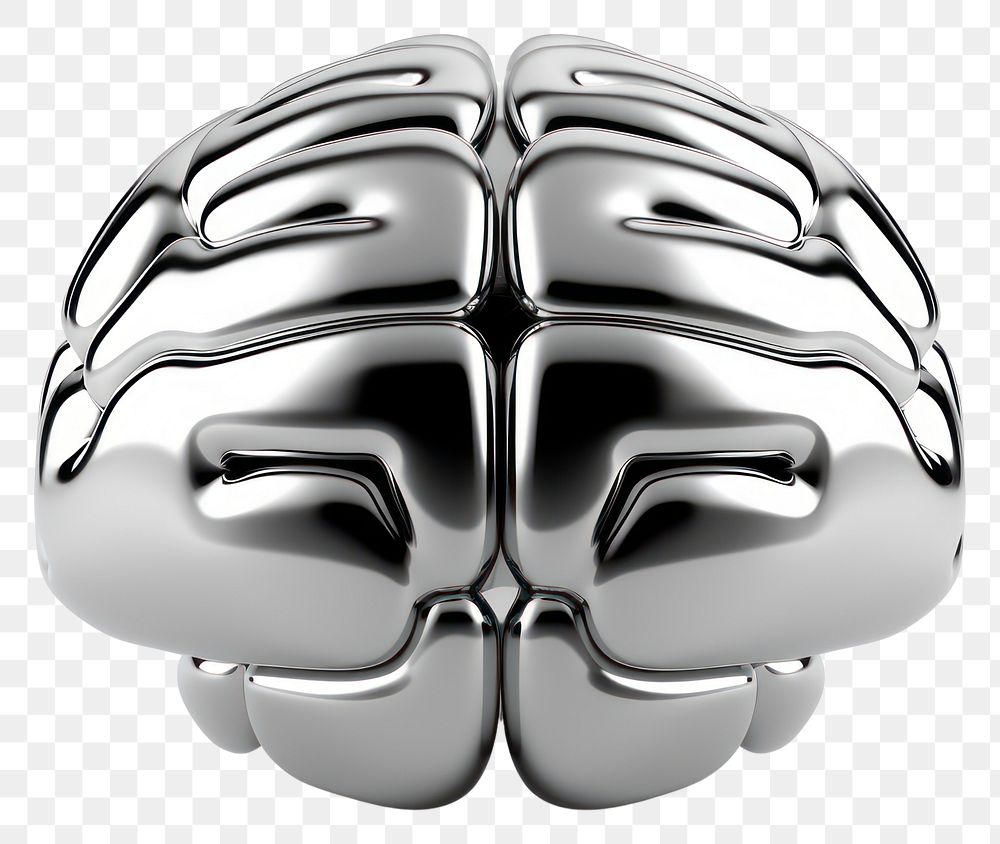 PNG  Brain icon shape silver brain accessories. AI generated Image by rawpixel.