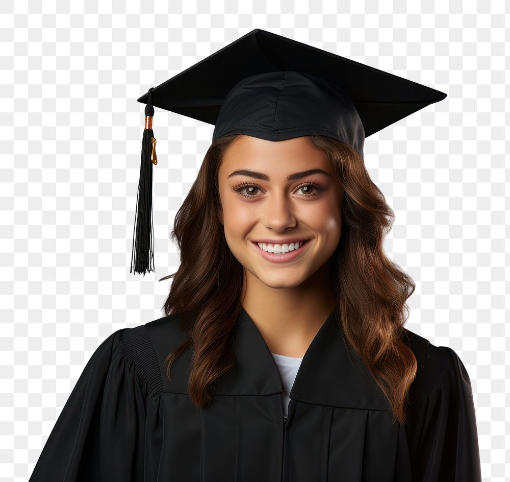 PNG Girl wearing graduation gown student adult white background. AI generated Image by rawpixel.