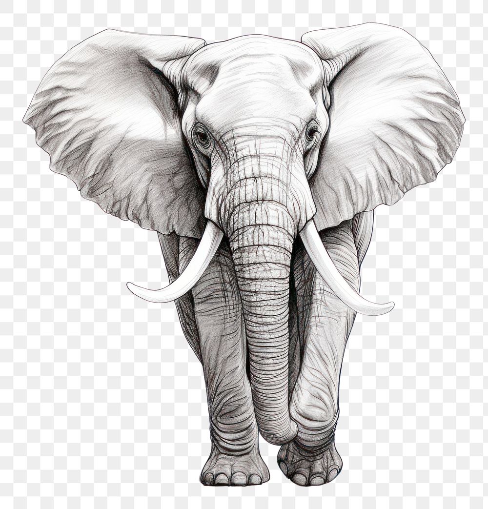 PNG Elephant drawing wildlife animal. AI generated Image by rawpixel.