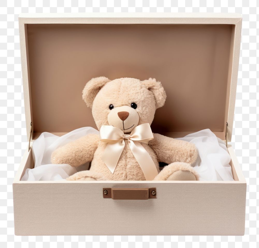 PNG  Teddy bear box toy representation. AI generated Image by rawpixel.