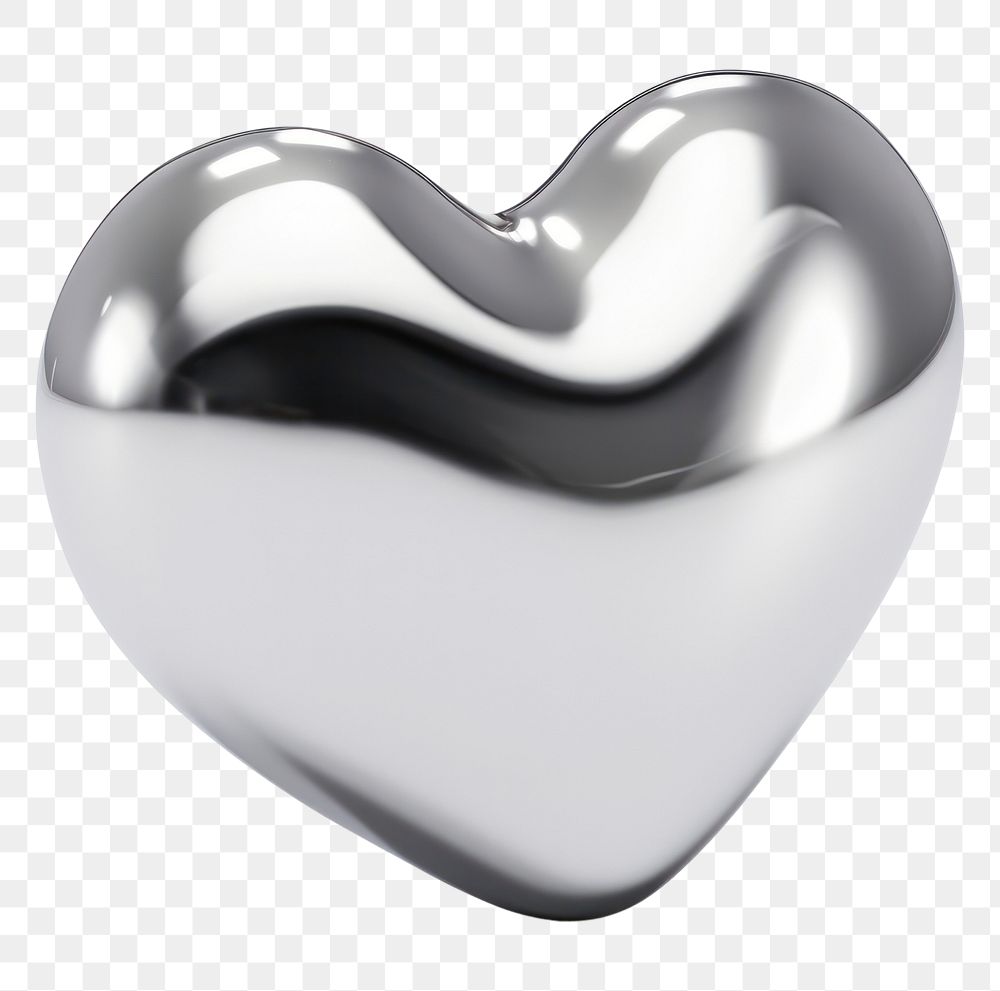 PNG Heart shape white background jewelry silver