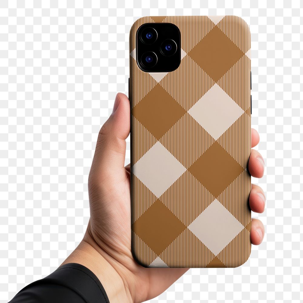 PNG Brown patterned smartphone case, transparent background