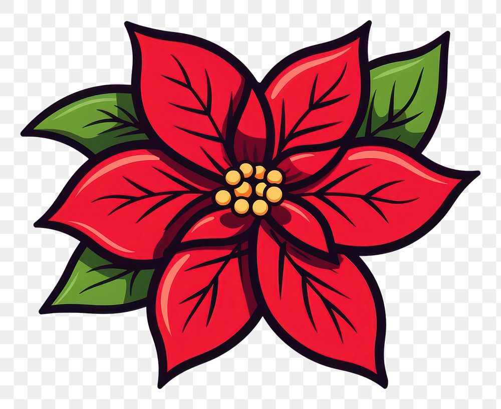 PNG Poinsettia pattern flower plant. AI generated Image by rawpixel.