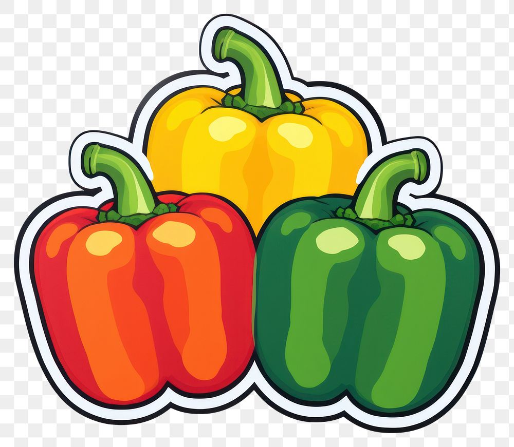 PNG  Triple color bell peppers vegetable plant food. AI generated Image by rawpixel.