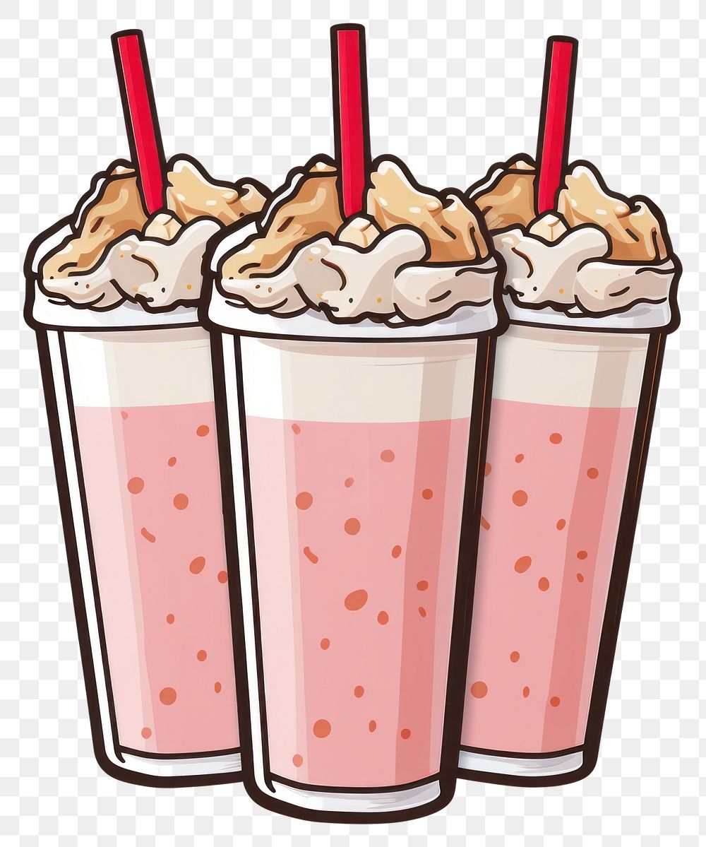 PNG  Triple milkshakes smoothie dessert drink. AI generated Image by rawpixel.