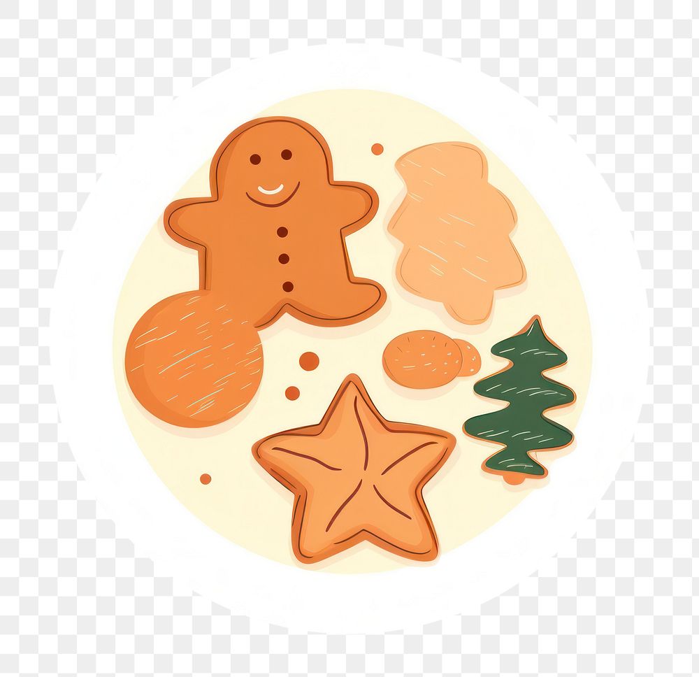 PNG Christmas cookie gingerbread plate food. AI generated Image by rawpixel.