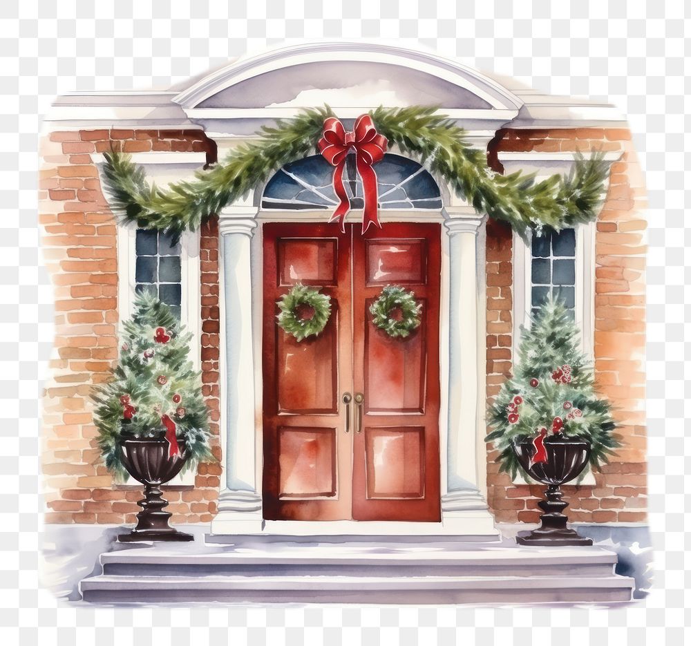 PNG Christmas decorations door architecture celebration. AI generated Image by rawpixel.