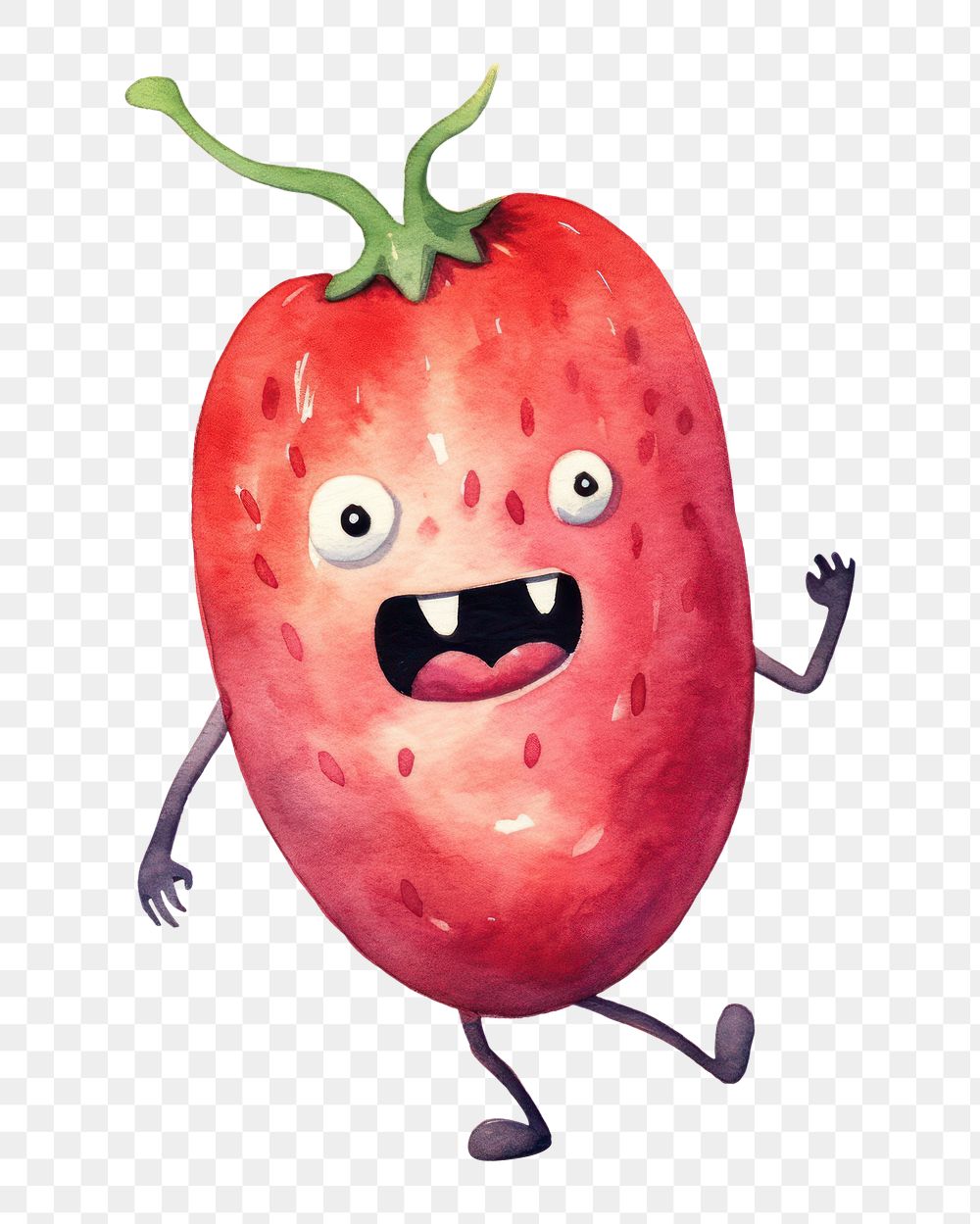 PNG  Angry chili running fruit berry food. AI generated Image by rawpixel.