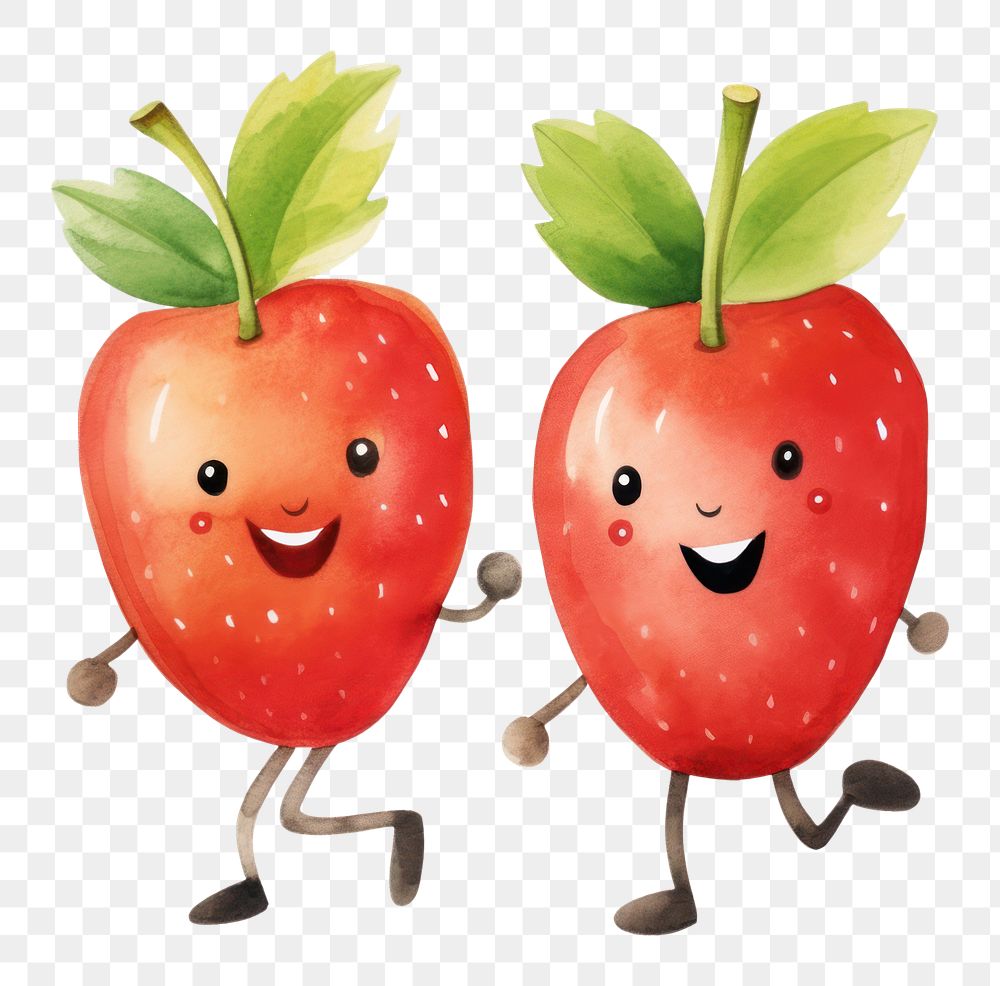 PNG  Dancing fruits strawberry plant food. AI generated Image by rawpixel.