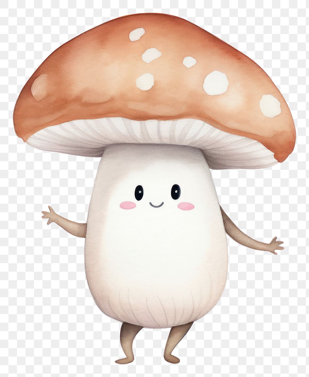 PNG  White mushroom dancing white background anthropomorphic vegetable. AI generated Image by rawpixel.