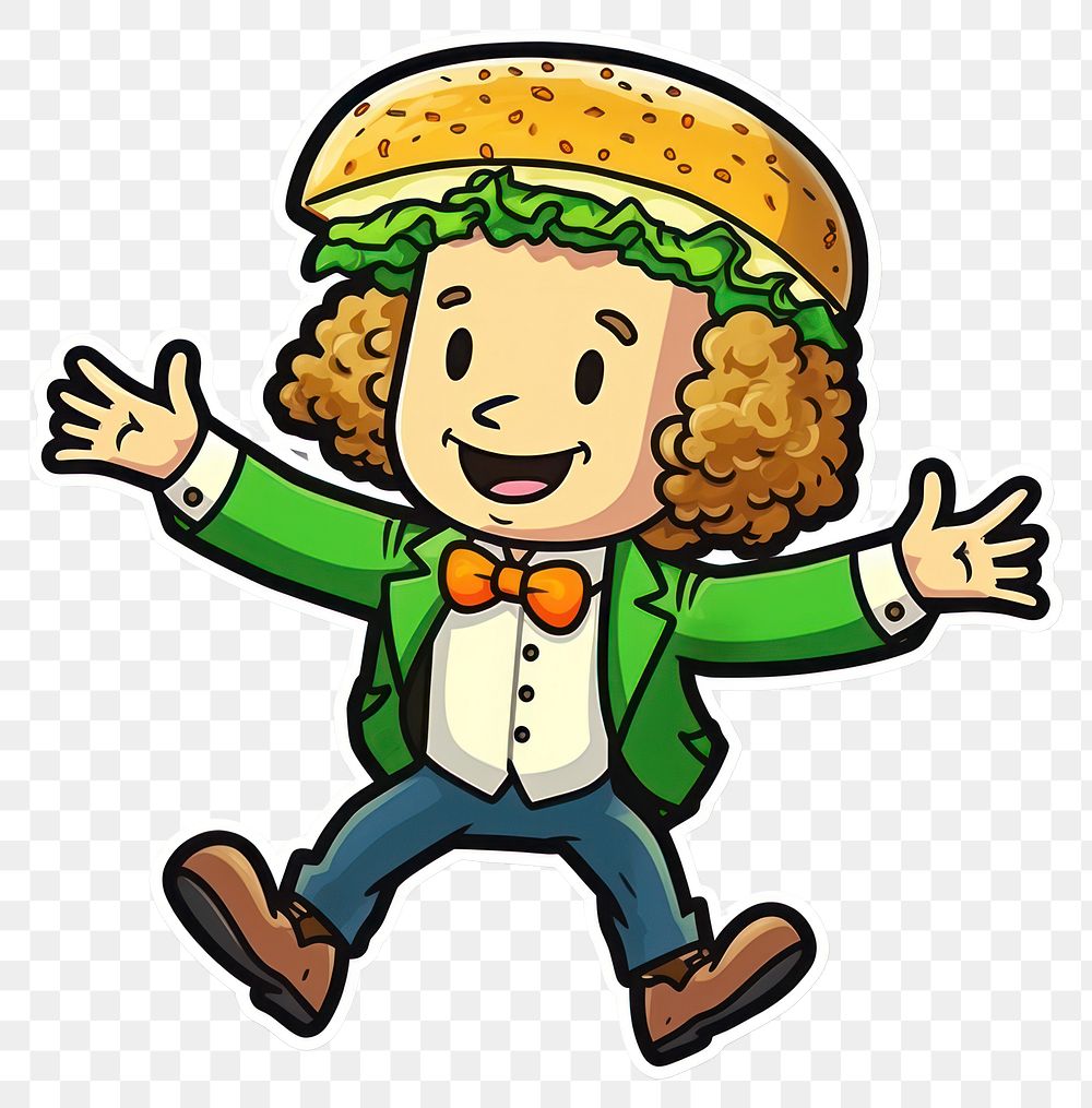 PNG  Dancing sandwich food representation hamburger. AI generated Image by rawpixel.