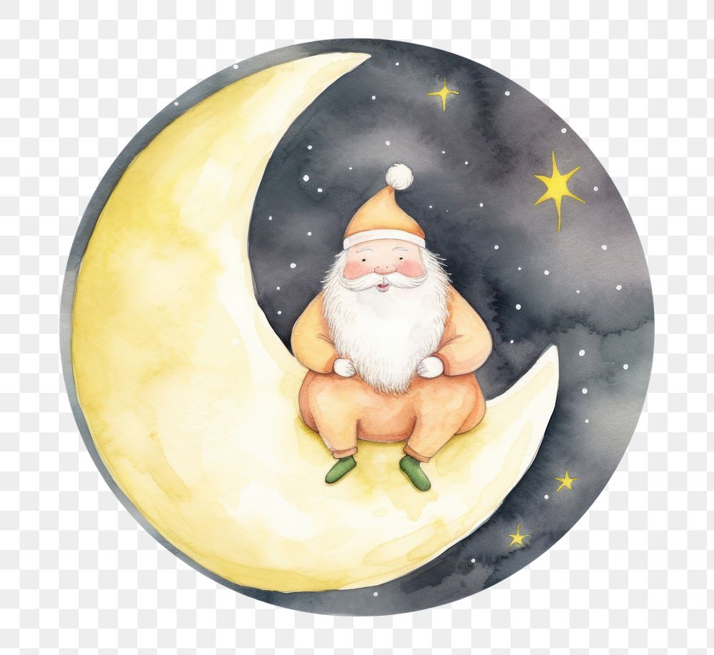 PNG Santa moon white background representation. AI generated Image by rawpixel.