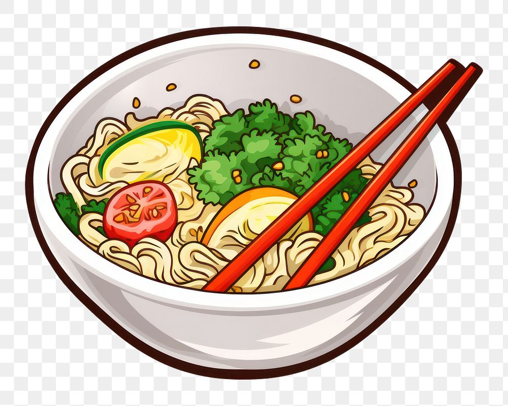 PNG  Ramen noodle dish chopsticks food meal. AI generated Image by rawpixel.