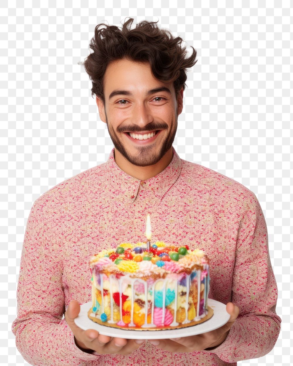 PNG  Cake smiling holding dessert. AI generated Image by rawpixel.