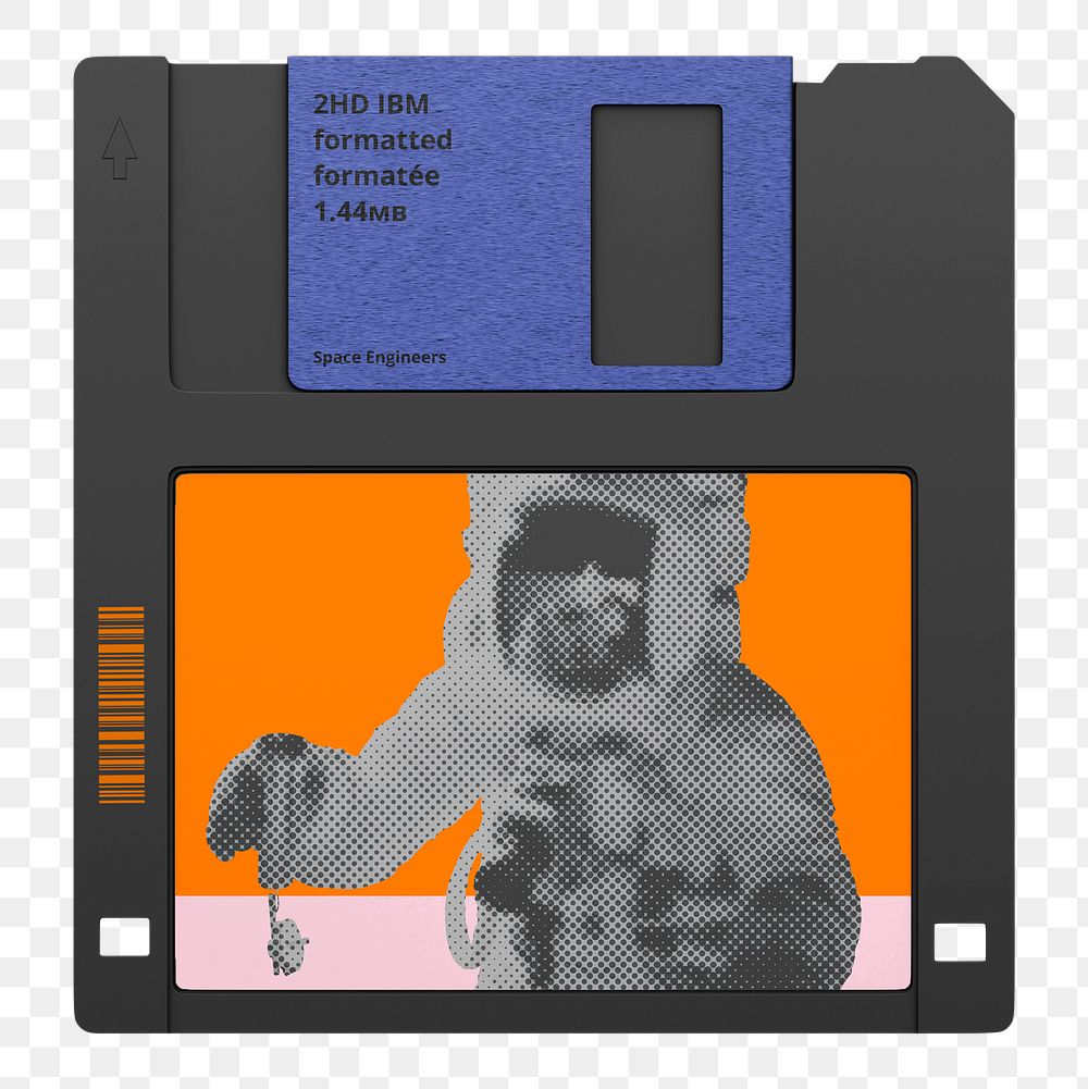 Floppy disk png mockup, transparent background