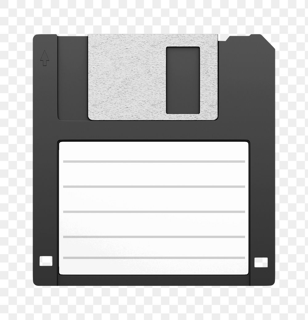 Floppy disk png mockup, transparent background