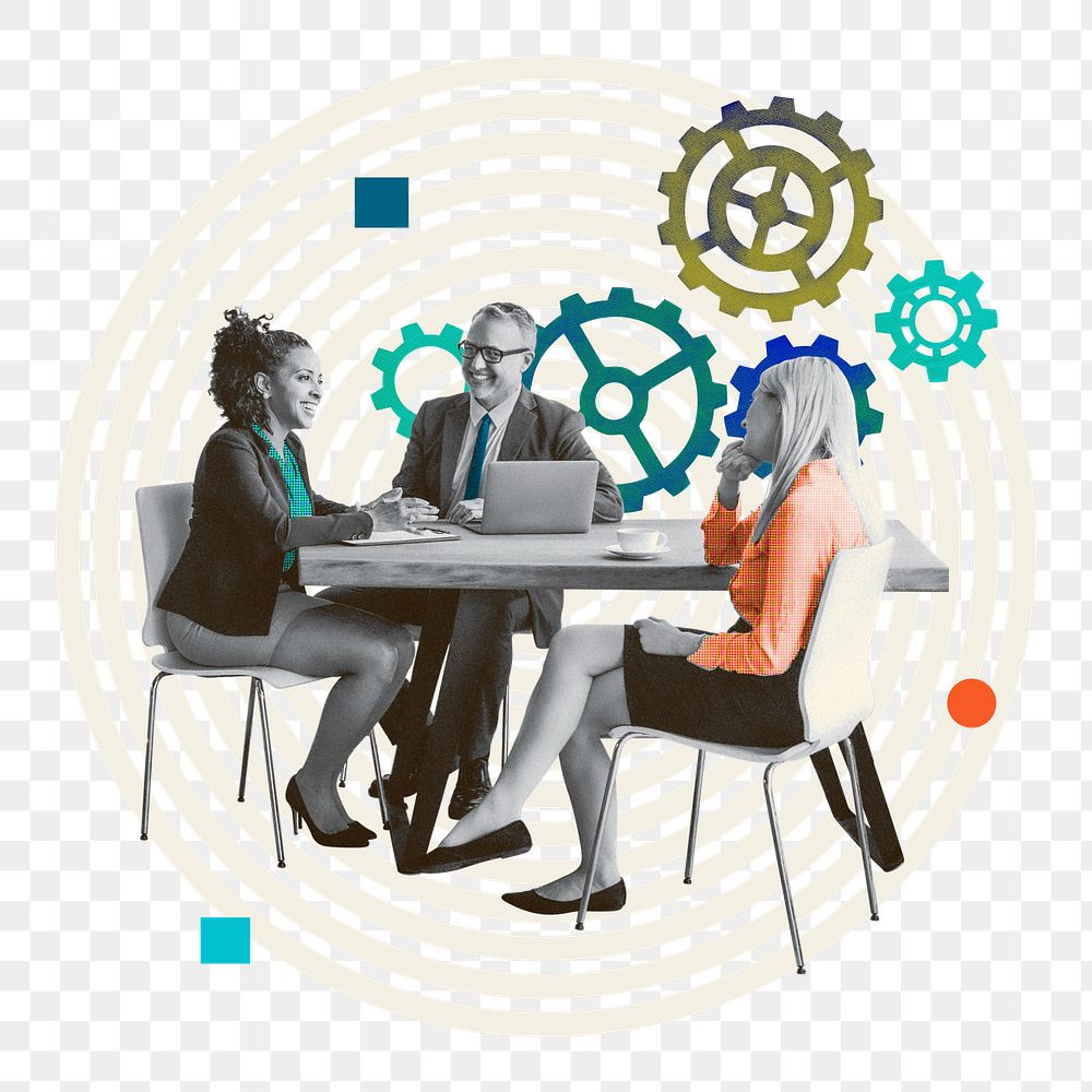 PNG business team meeting, business element, transparent background