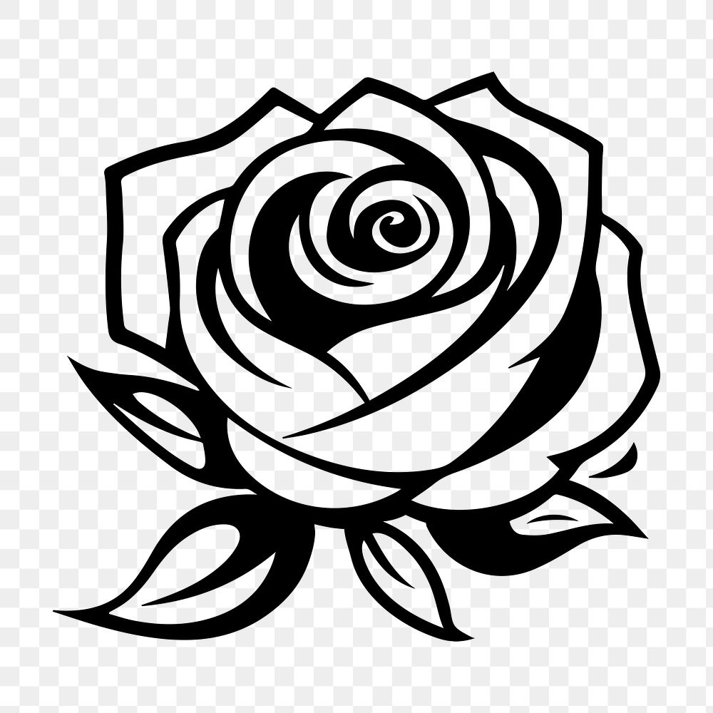 Rose png flat old school illustration, transparent background. AI generated Image by rawpixel.