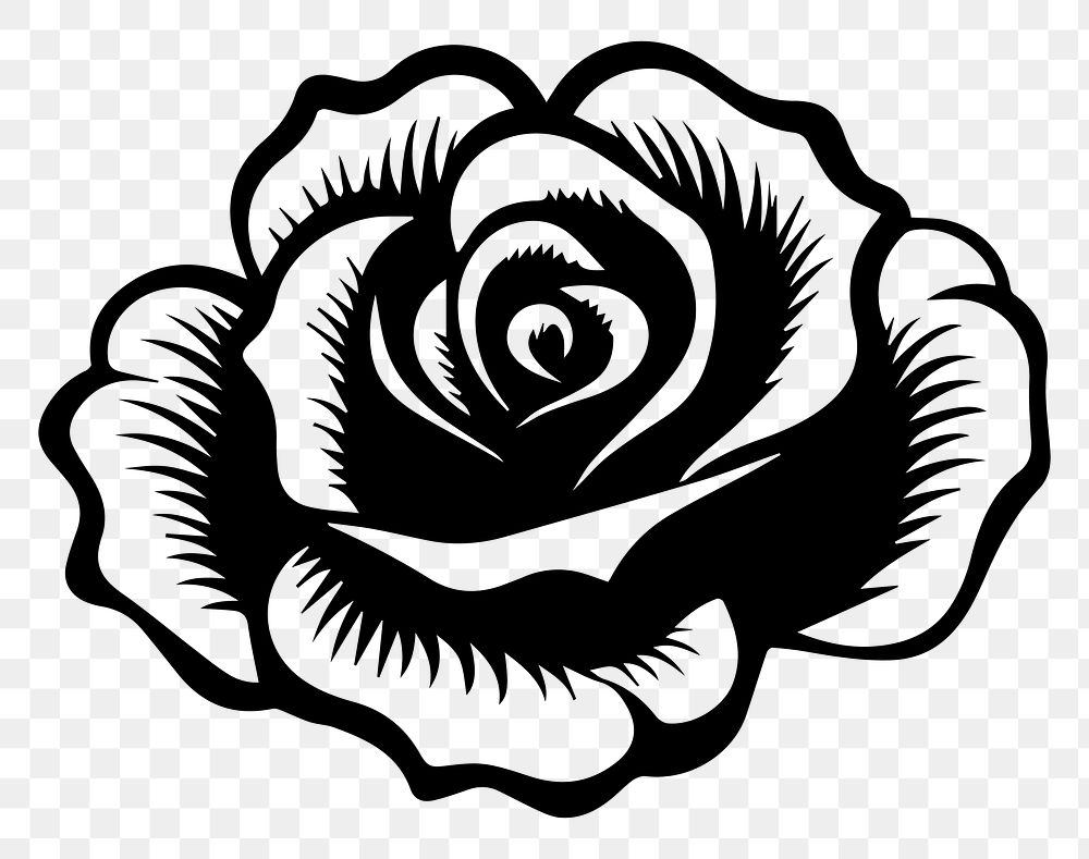 Rose png flat old school illustration, transparent background. AI generated Image by rawpixel.