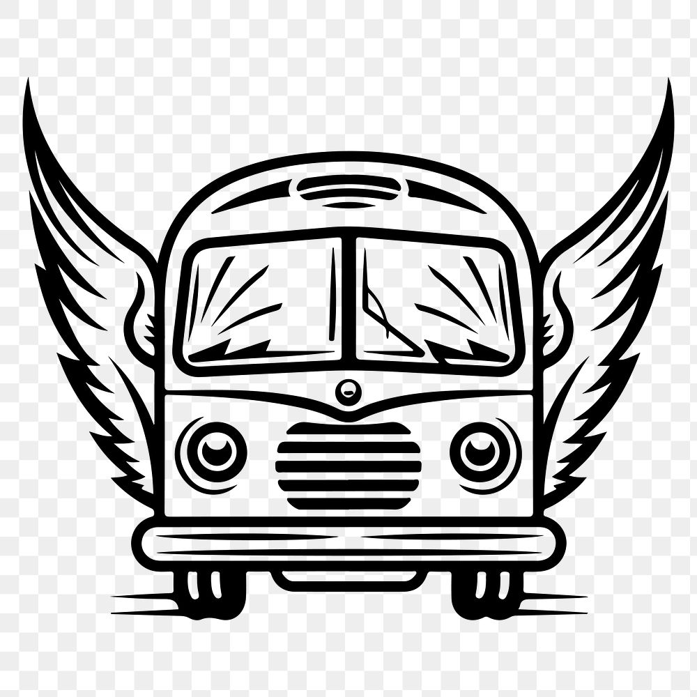 Classic microbus png flat old school illustration, transparent background. AI generated Image by rawpixel.