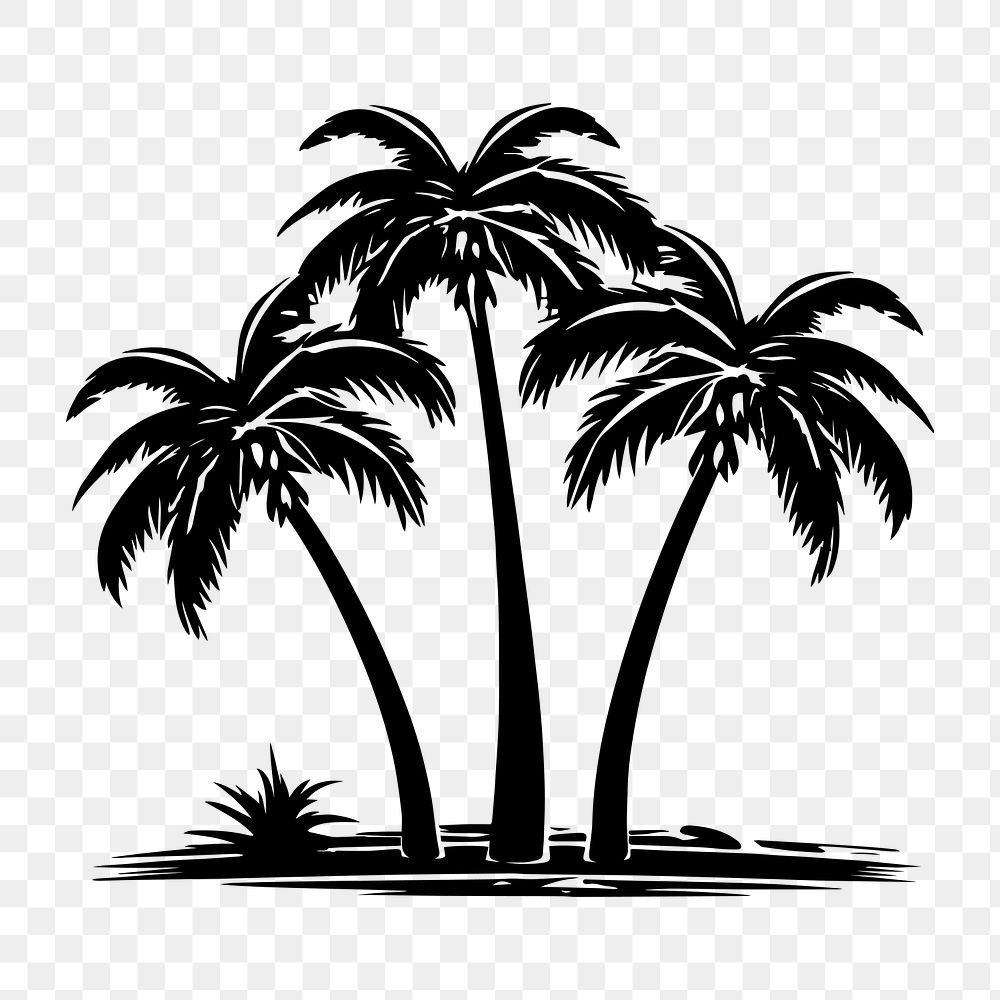 Coconut trees png flat old school illustration, transparent background. AI generated Image by rawpixel.