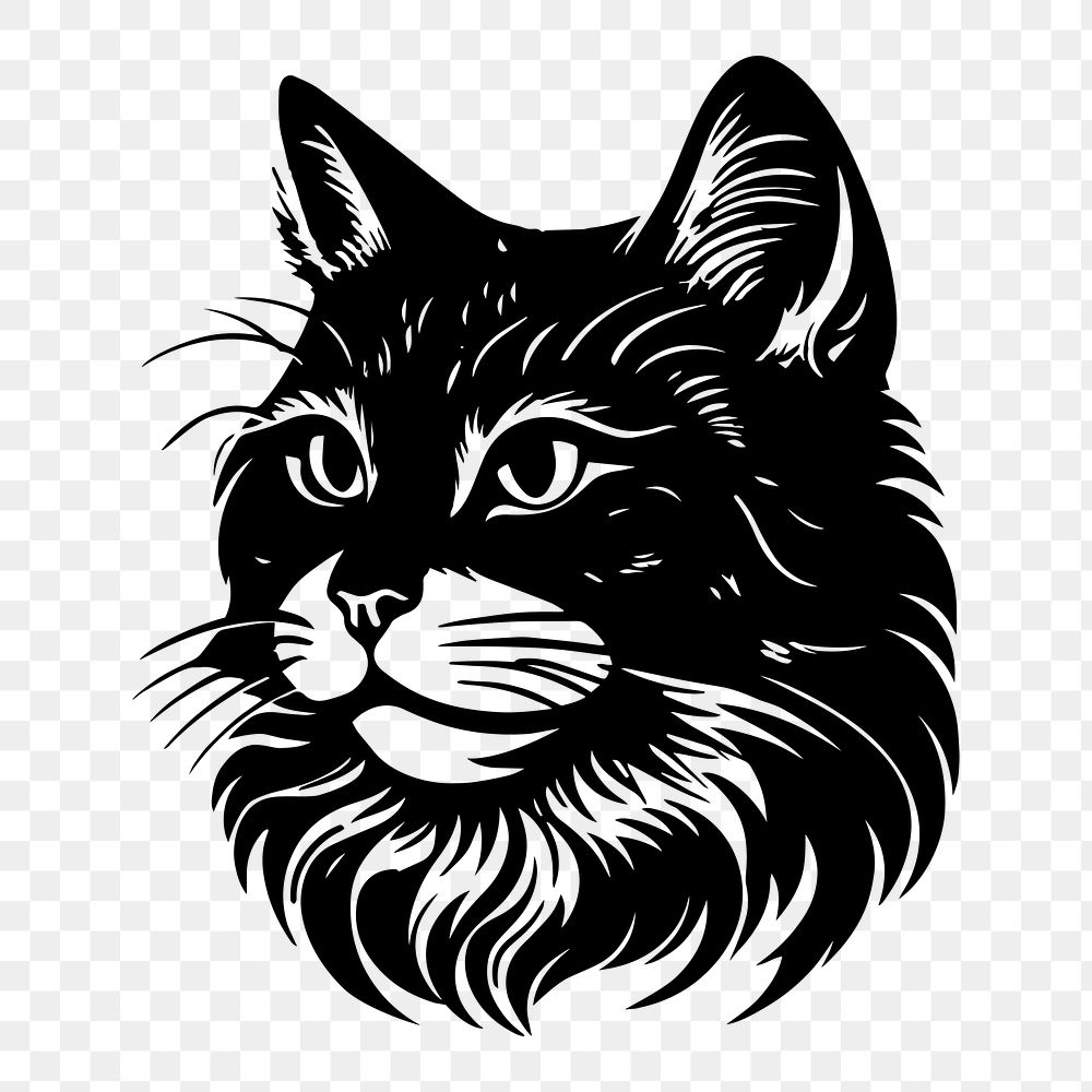 Cat png flat old school illustration, transparent background. AI generated Image by rawpixel.