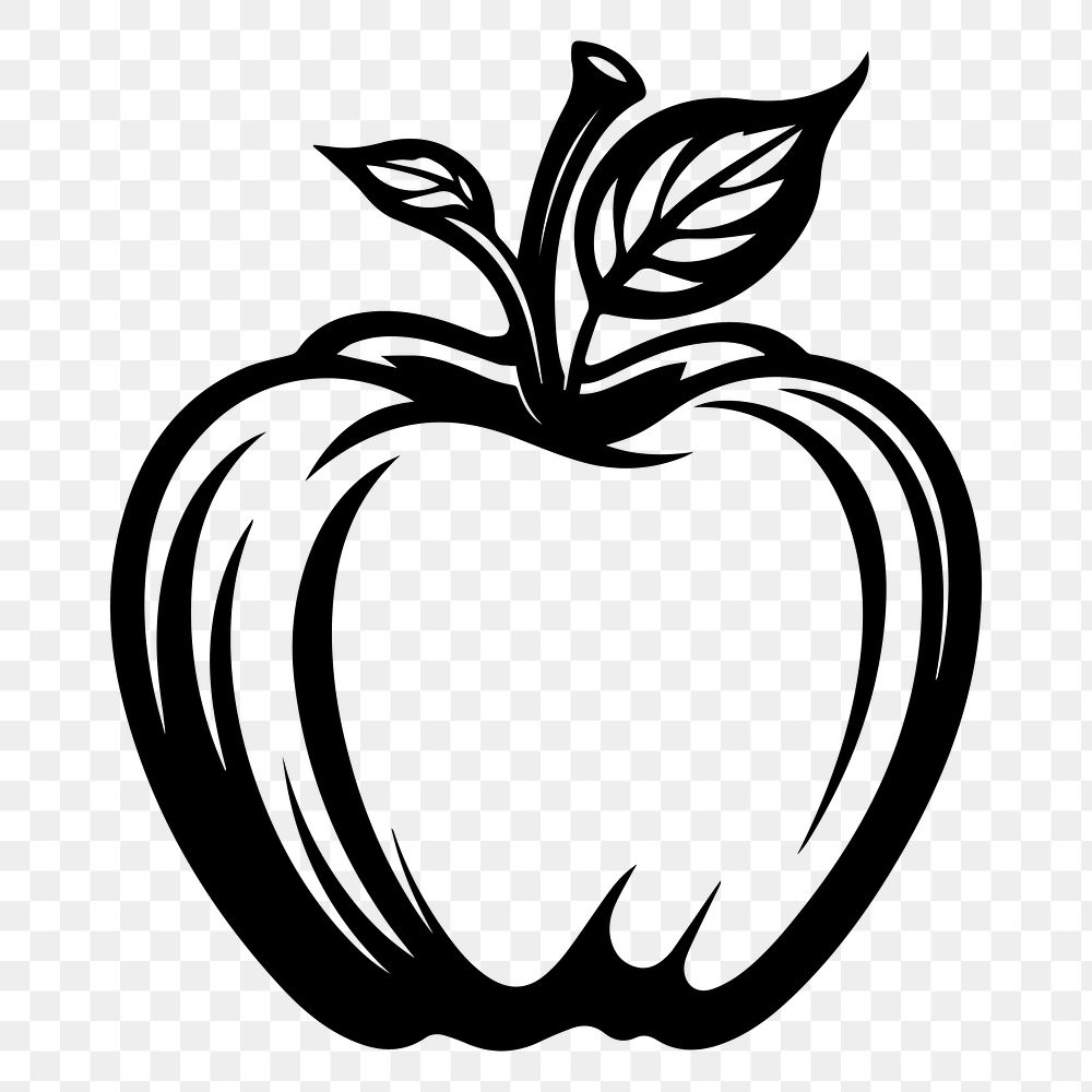 Apple png flat old school illustration, transparent background. AI generated Image by rawpixel.