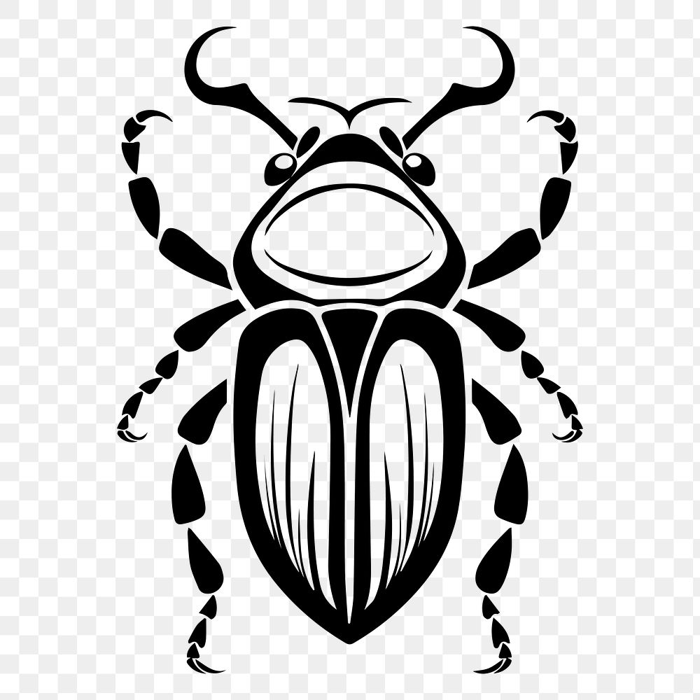 Beetle png flat old school illustration, transparent background. AI generated Image by rawpixel.