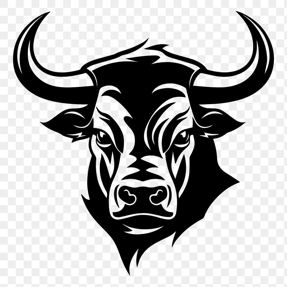 Bull png flat old school illustration, transparent background. AI generated Image by rawpixel.