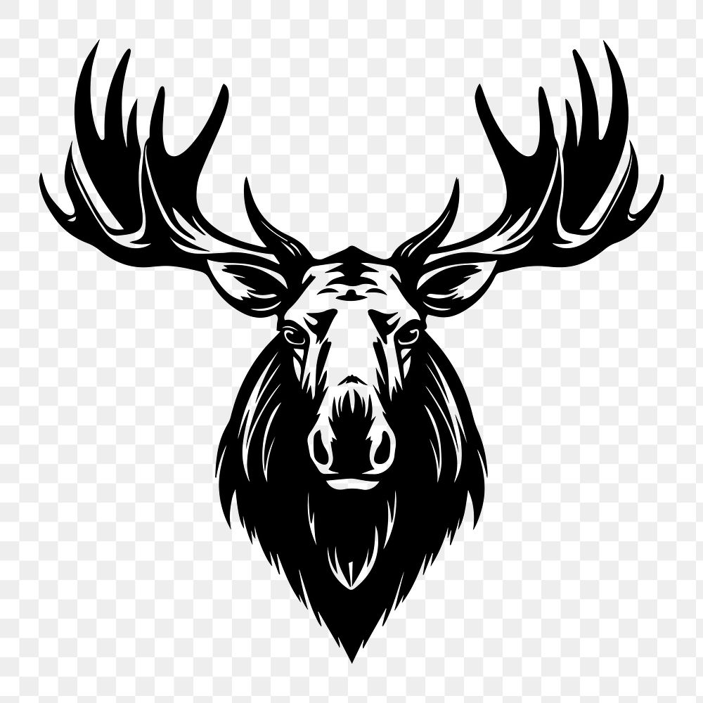 Moose png flat old school illustration, transparent background. AI generated Image by rawpixel.