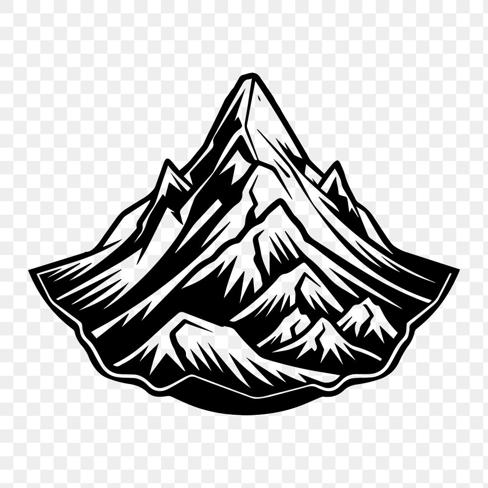 Mountains png flat old school illustration, transparent background. AI generated Image by rawpixel.
