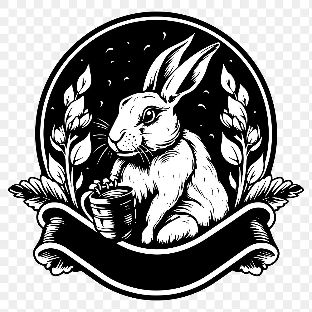 PNG Rabbit logo wildlife cartoon. AI generated Image by rawpixel.