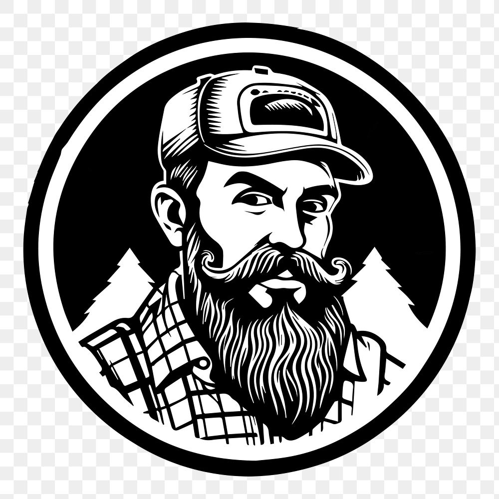 PNG Lumberjack logo photography monochrome. AI generated Image by rawpixel.