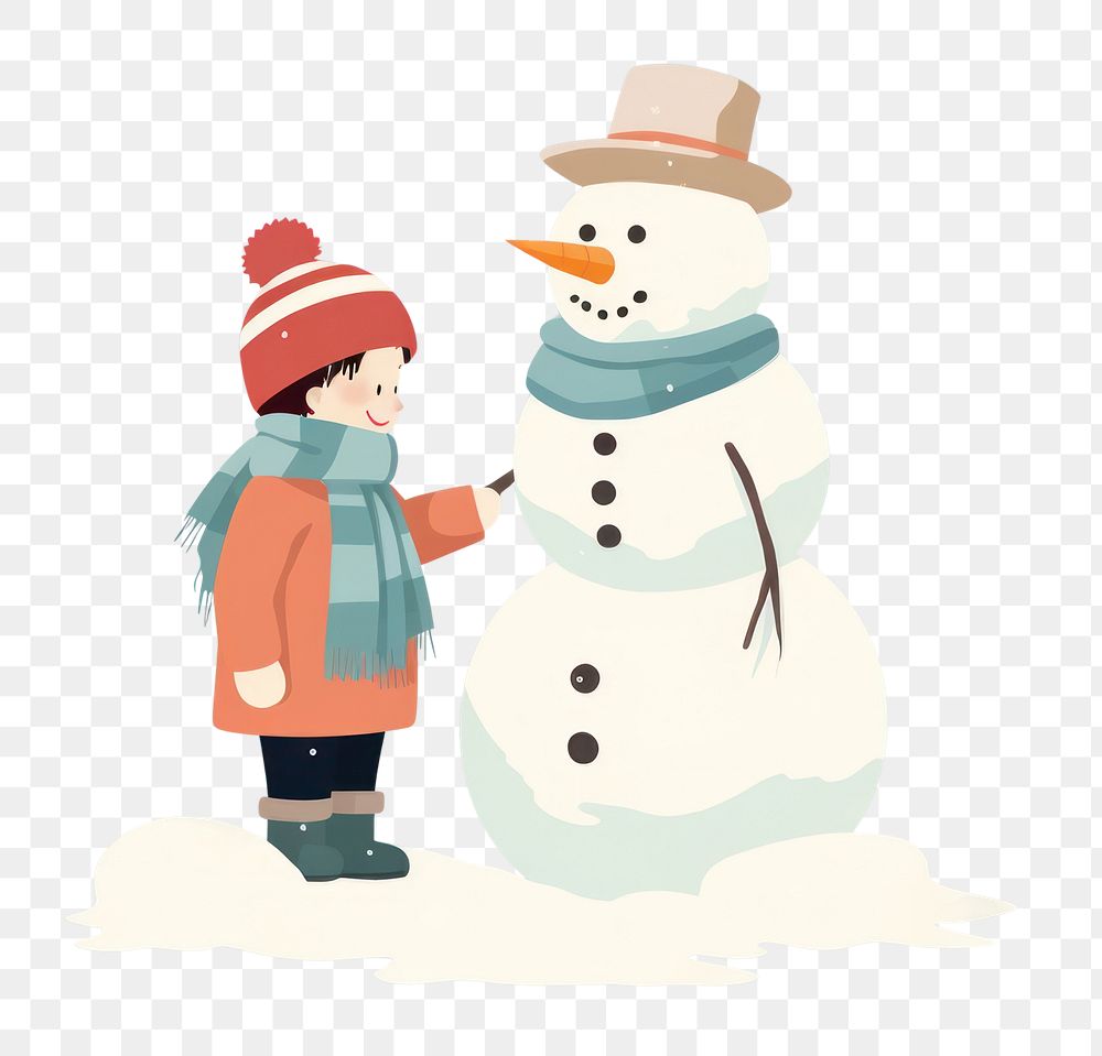 PNG Two kids making a snowman outdoors winter representation. AI generated Image by rawpixel.