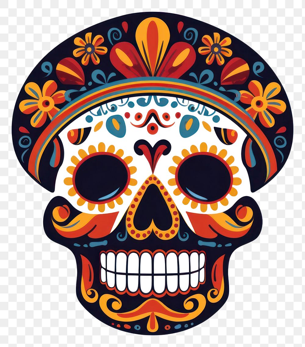 PNG Skull celebration illustrated creativity. AI generated Image by rawpixel.
