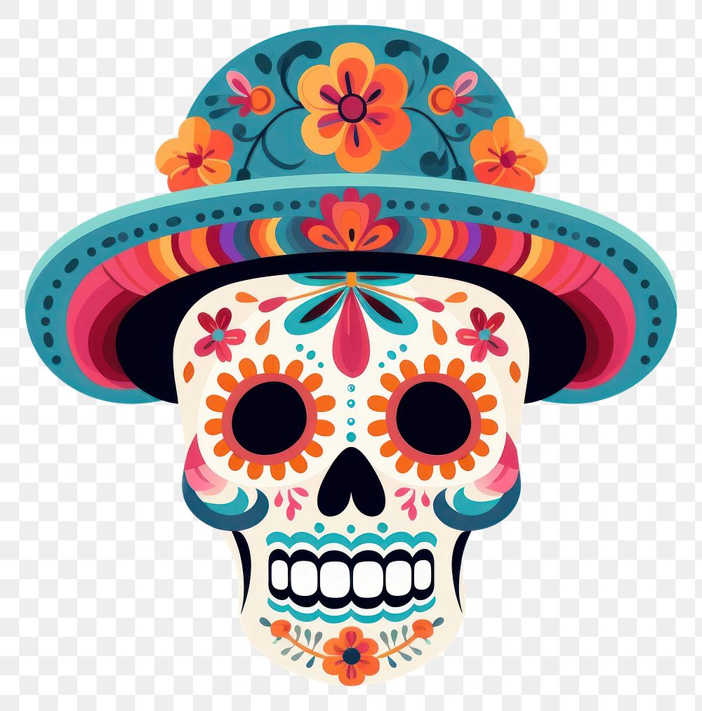 PNG Skull sombrero pattern art. AI generated Image by rawpixel.
