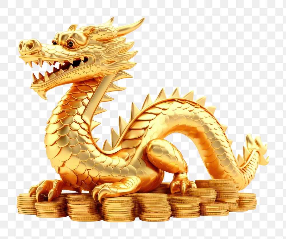 PNG Golden coins dragon dinosaur representation